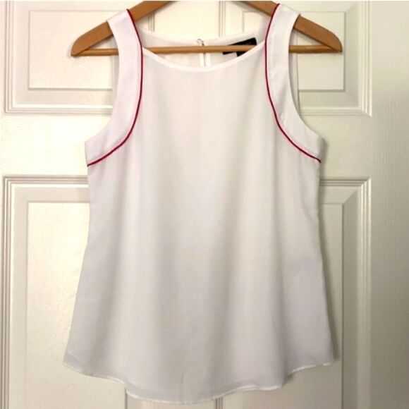 Banana Republic Ivory Tank Top with Red Trim XSMALL - Picture 1 of 9
